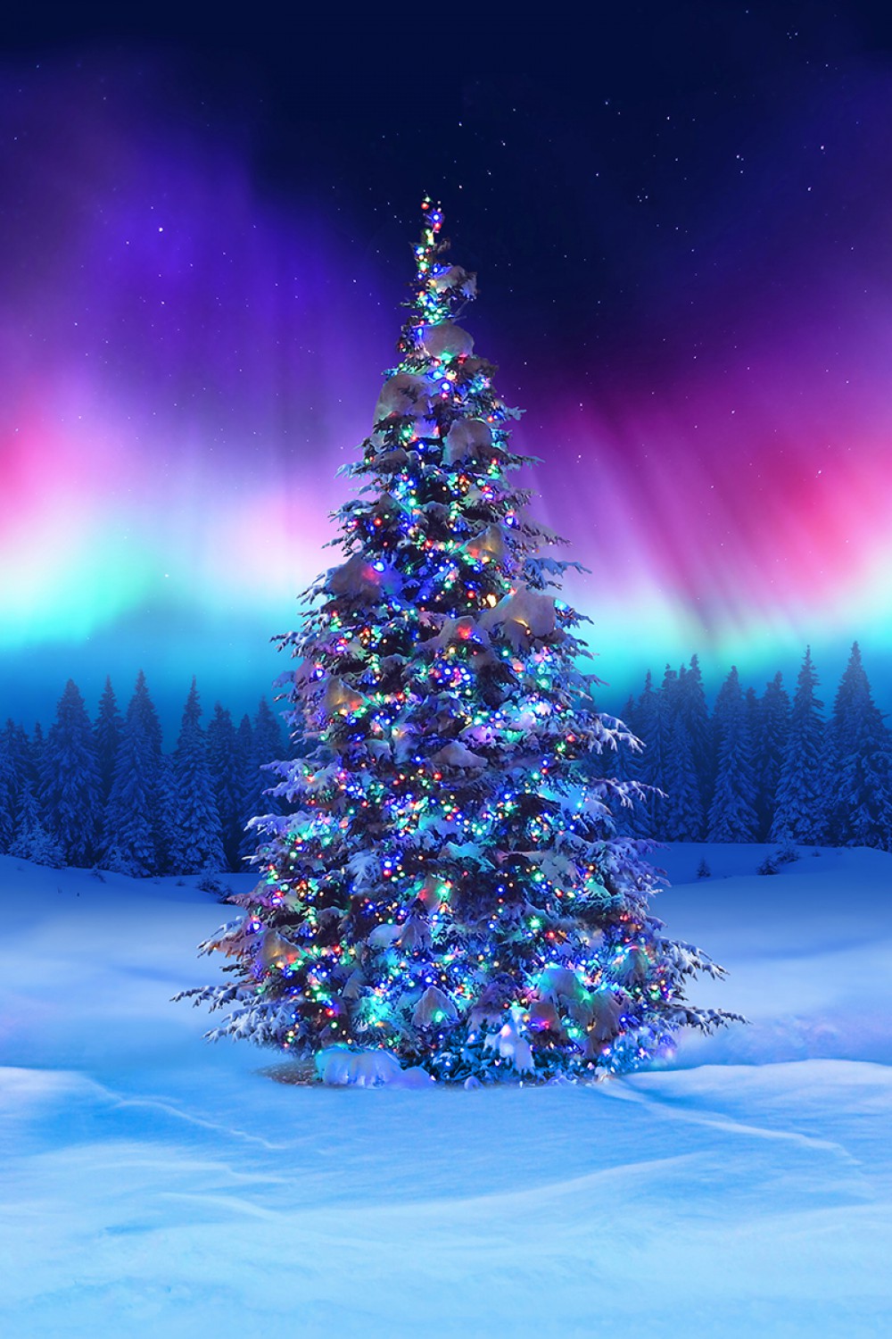 All Aglow Aurora Borealis Tree